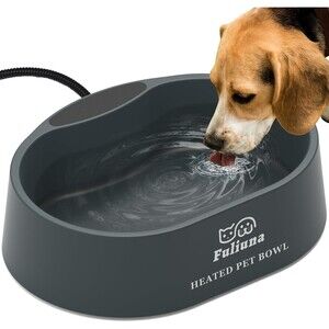 Fuliuna Outdoor Heated Water Bowl for Dog & Cat, Anti Chew Cord Large 125 OZ